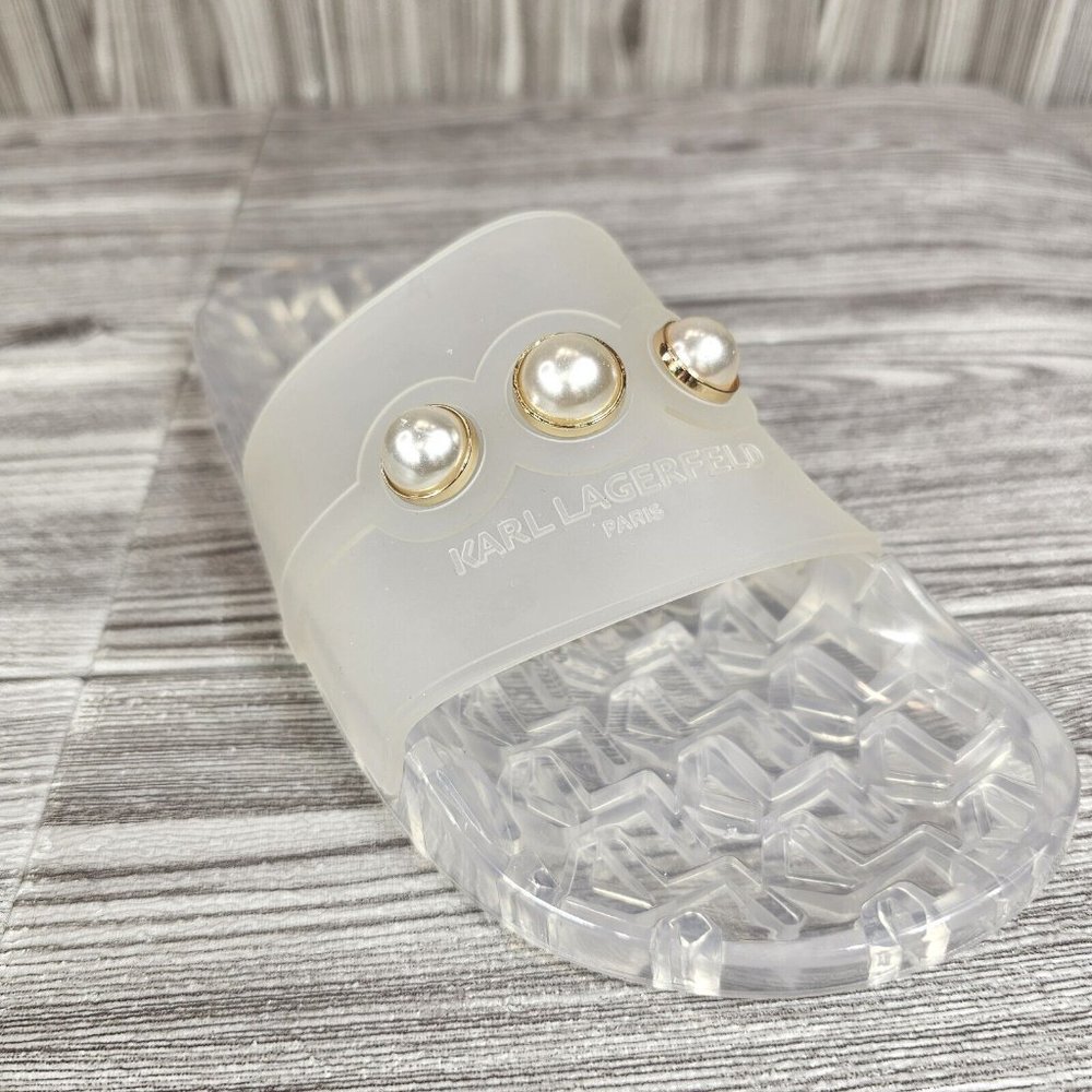 KARL LAGERFELD TulaRubberPool Slide Sandals Transparent Clear-Women's Size 7 NEW - Picture 15 of 15
